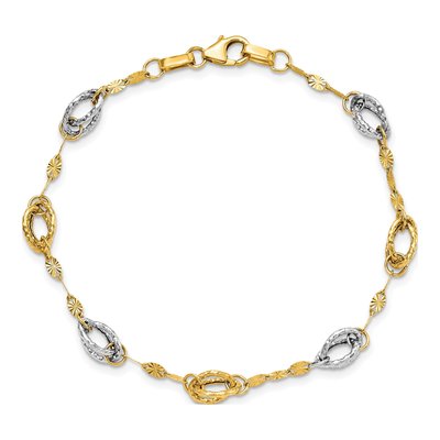 14K Two-Tone Gold Fancy Link Bracelet – view 6