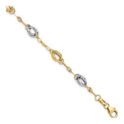 14K Two-Tone Gold Fancy Link Bracelet