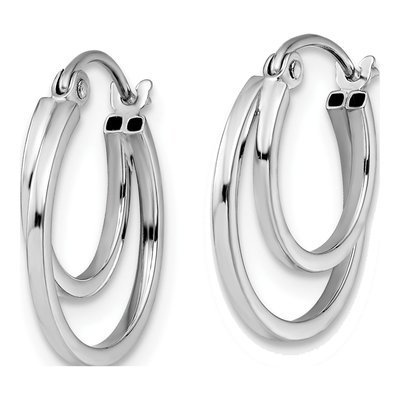 14K White Gold 2-Row Stacked Hoop Earrings – view 3