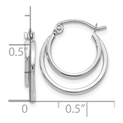 14K White Gold 2-Row Stacked Hoop Earrings – view 4