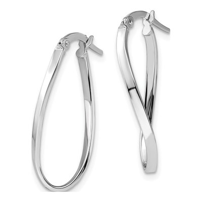 14K White Gold Oval Hoop Earrings – view 3