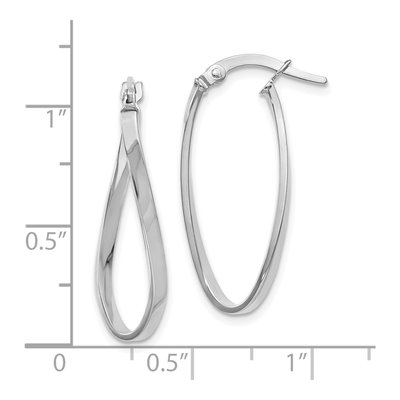 14K White Gold Oval Hoop Earrings – view 4