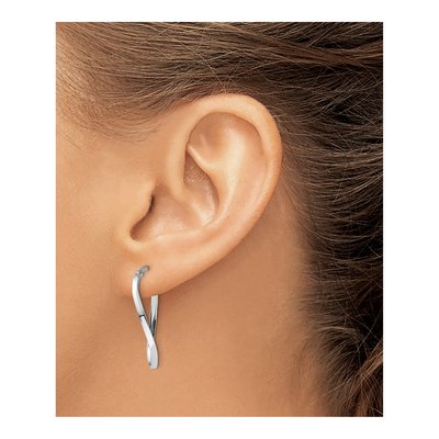 14K White Gold Oval Hoop Earrings – view 5