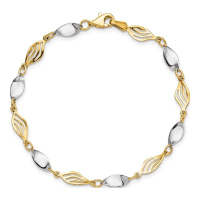 14K Two-Tone Gold Fancy Link Bracelet – view 6