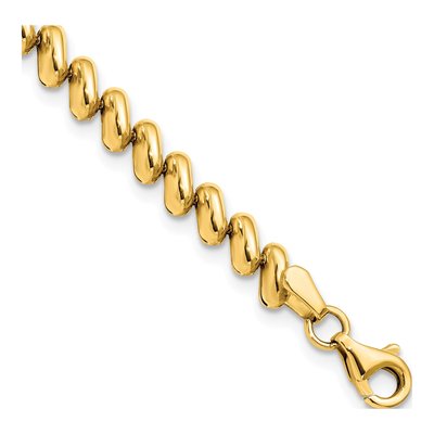 14K Yellow Gold 4.75mm Semi-Solid 7-Inch Fancy Link Chain Bracelet