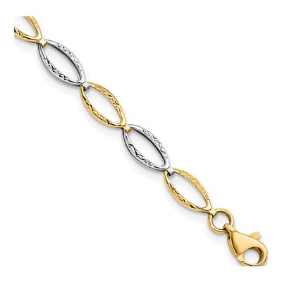 14K Two-Tone Gold Oval Link Bracelet