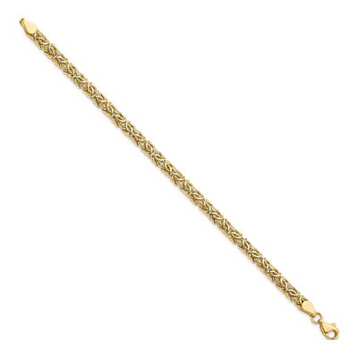 14K Yellow Gold 5mm Hollow Byzantine Fancy Link Chain Bracelet – view 3