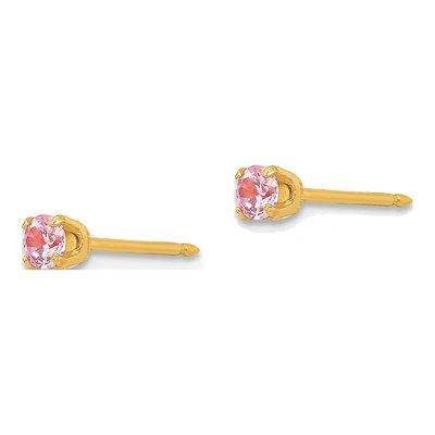 Stainless Steel 3mm Round CZ Stud Earrings – view 2