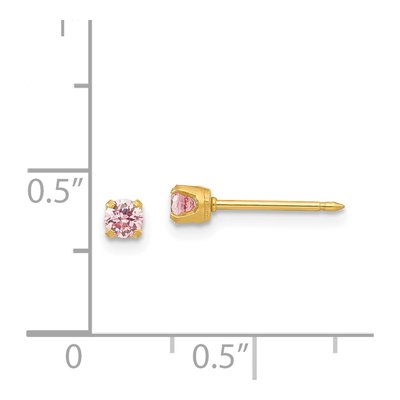 Stainless Steel 3mm Round CZ Stud Earrings – view 4