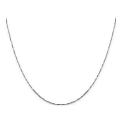 14K White Gold 1mm Sparkle Box Chain | Leslie's – view 3