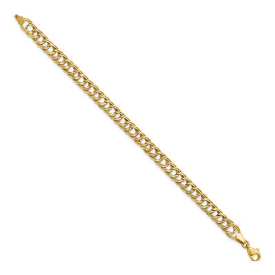 14K Yellow Gold 7mm Hollow Fancy 7-inch Link Chain Bracelet – view 4