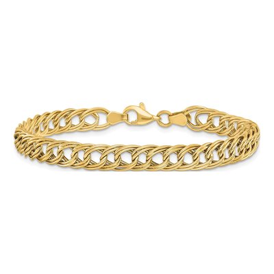 14K Yellow Gold 7mm Hollow Fancy 7-inch Link Chain Bracelet – view 5