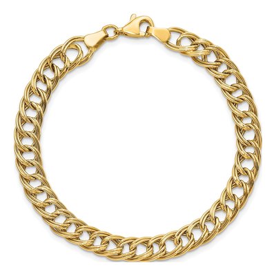 14K Yellow Gold 7mm Hollow Fancy 7-inch Link Chain Bracelet – view 6