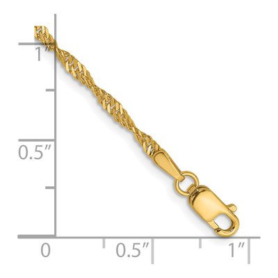 14K Yellow Gold 1.9mm Singapore Chain Bracelet – view 3