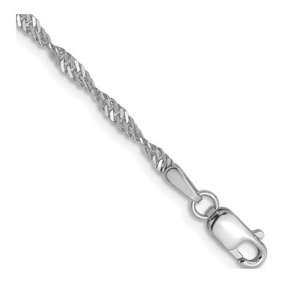 14K White Gold 1.9mm Singapore Chain Bracelet
