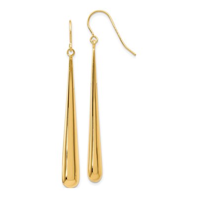 14K Yellow Gold Shepherd Hook Dangle Earrings