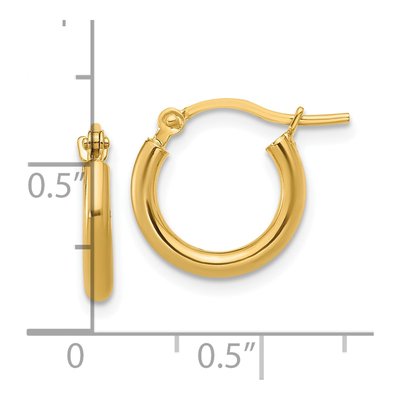 14K Yellow Gold 12mm Hoop Earrings – view 6