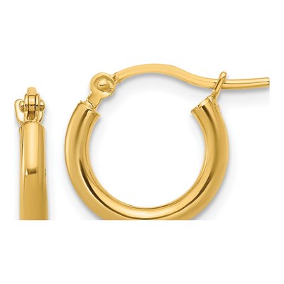 14K Yellow Gold 12mm Hoop Earrings