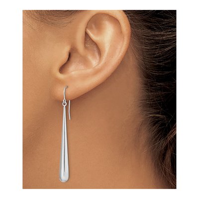 14K White Gold Shepherd Hook Dangle Earrings – view 5