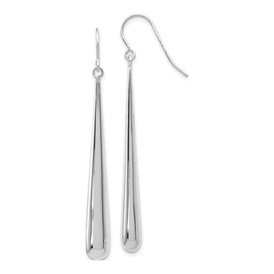 14K White Gold Shepherd Hook Dangle Earrings