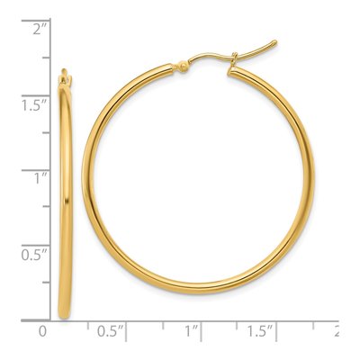14K Yellow Gold 40mm Hoop Earrings – view 6