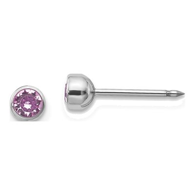 14K White Gold Crystal June Birthstone Stud Earrings