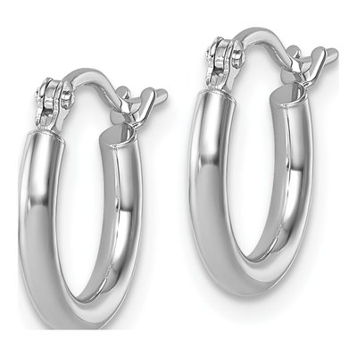 14K White Gold 12mm Hoop Earrings – view 3