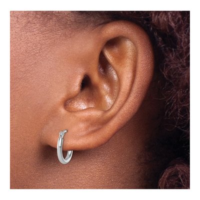 14K White Gold 12mm Hoop Earrings – view 4