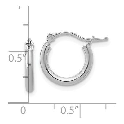 14K White Gold 12mm Hoop Earrings – view 6