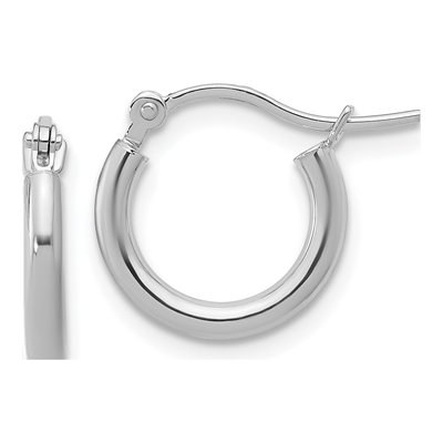 14K White Gold 12mm Hoop Earrings