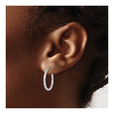 14K White Gold 20mm Hoop Earrings – view 5