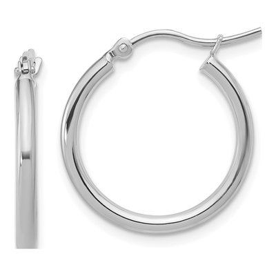 14K White Gold 20mm Hoop Earrings