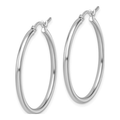 14K White Gold 30mm Hoop Earrings – view 3