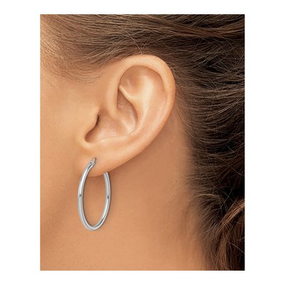14K White Gold 30mm Hoop Earrings – view 4
