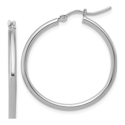 14K White Gold 30mm Hoop Earrings