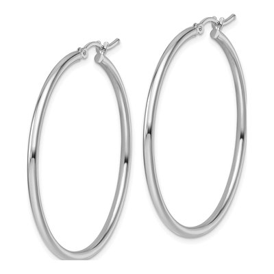 14K White Gold 40mm Hoop Earrings – view 3