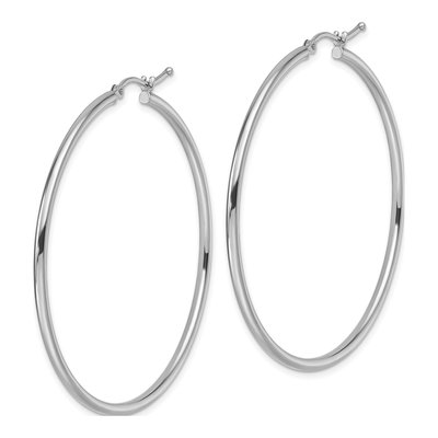 14K White Gold 50mm Hoop Earrings – view 3