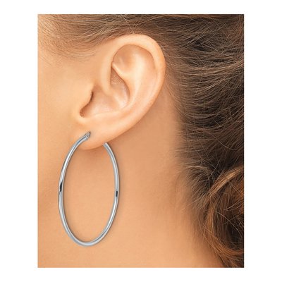 14K White Gold 50mm Hoop Earrings – view 5