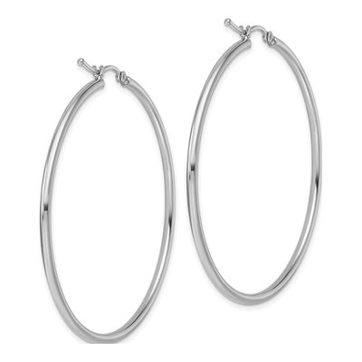 14K White Gold 50mm Hoop Earrings – view 6