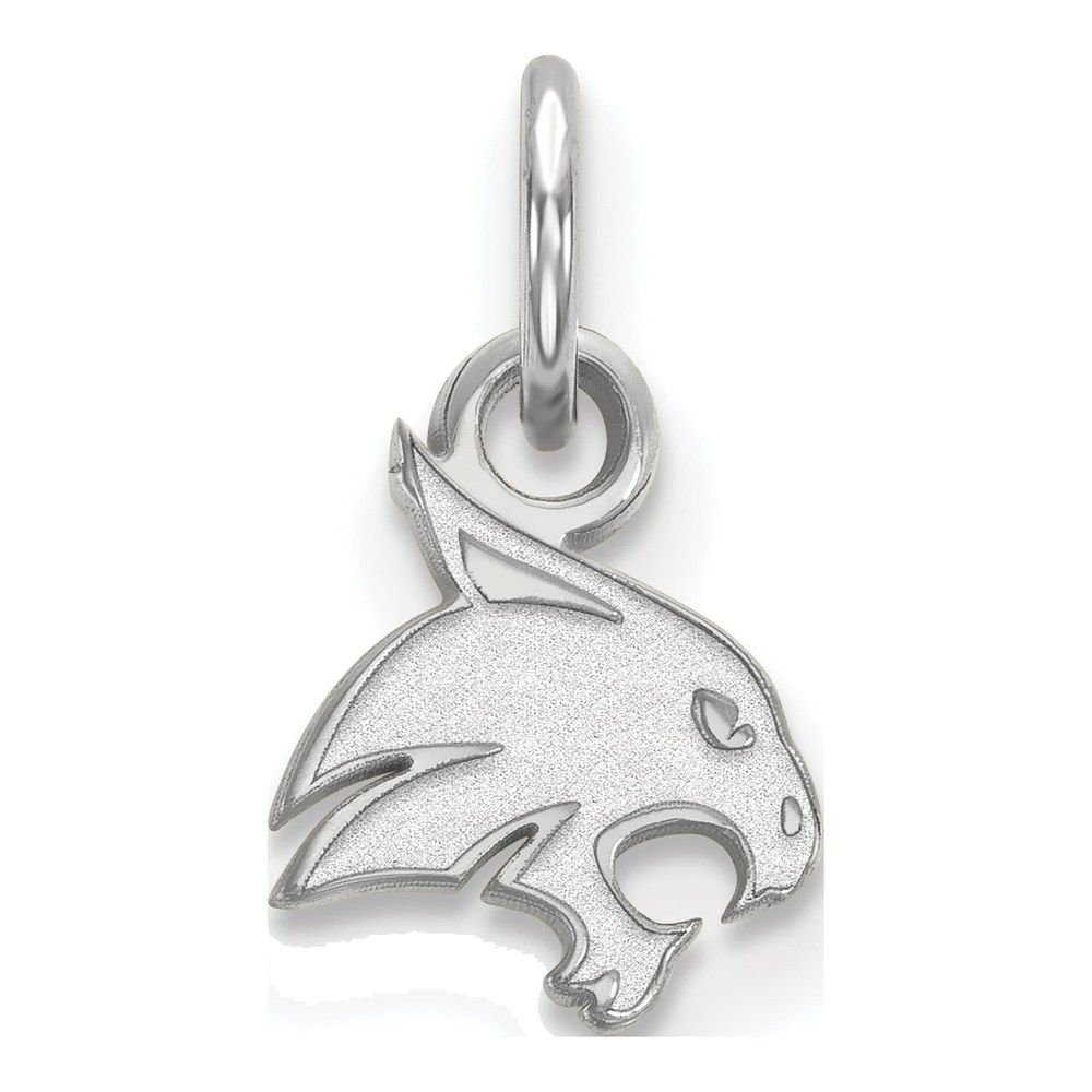 14K White Gold Rhodium-Plated Logoart Texas State University Bobcat Extra Small Pendant