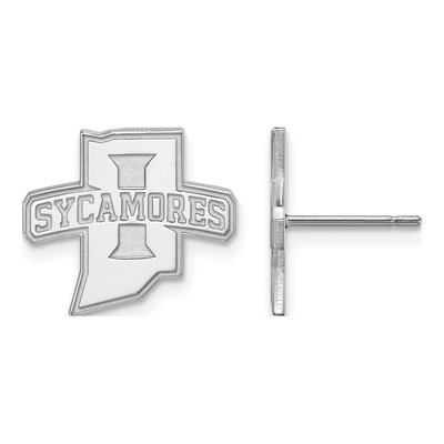 Indiana State University 14K White Gold Sycamores Stud Earrings