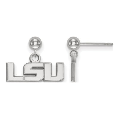 Louisiana State University 14K White Gold L-S-U Ball Dangle Earrings