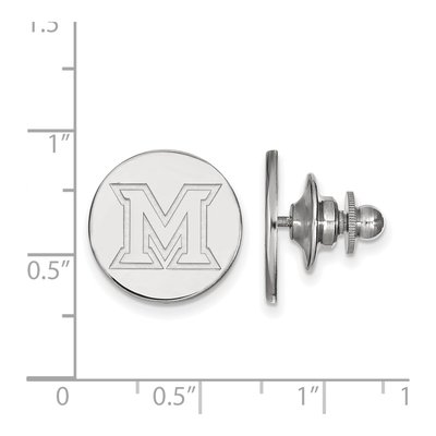 14K White Gold Logoart Miami University Ohio Letter M Lapel Pin – view 3