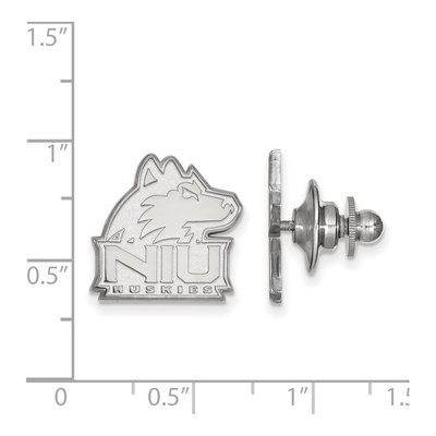 14K White Gold Logoart Northern Illinois University N-I-U Huskies Lapel Pin – view 3