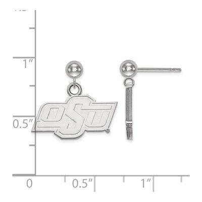 Oklahoma State University 14K White Gold O-S-U Ball Dangle Earrings – view 2