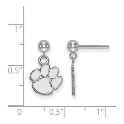 Clemson University 14K White Gold Tiger Paw Ball Dangle Earrings – view 2
