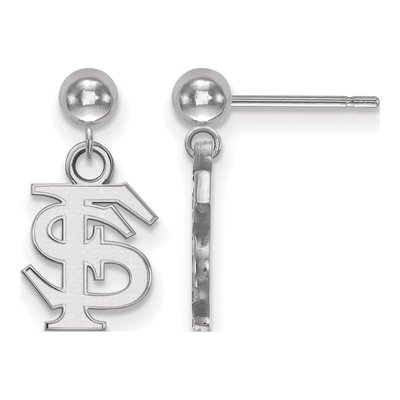 Florida State University 14K White Gold F-S Ball Dangle Earrings