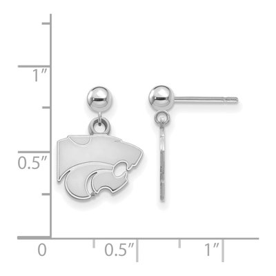 Kansas State University 14K White Gold Wildcat Ball Dangle Earrings – view 2