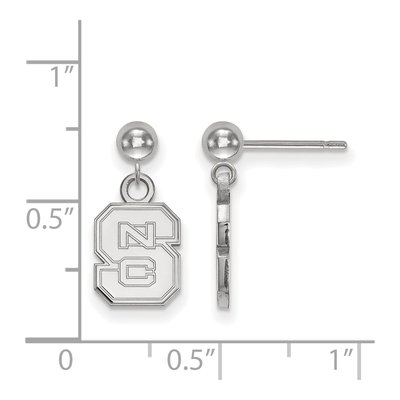 North Carolina State University 14K White Gold N-C-S Ball Dangle Earrings – view 2