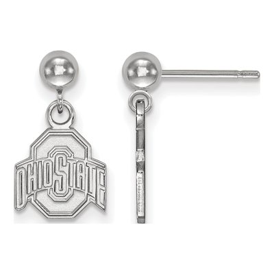 Ohio State University 14K White Gold Ball Dangle Earrings